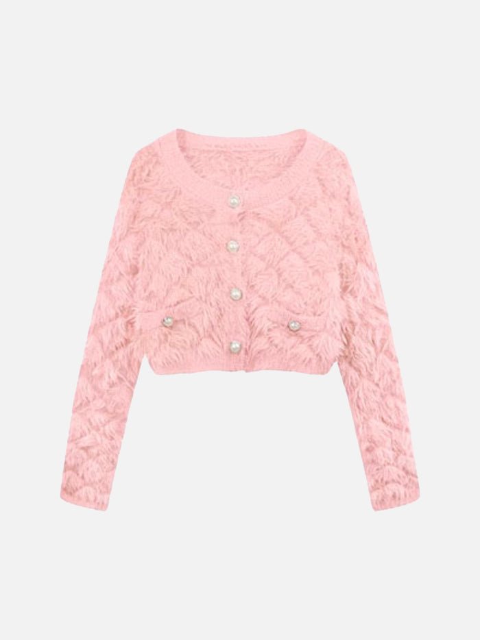 シャギーニットショートカーディガン　5色入