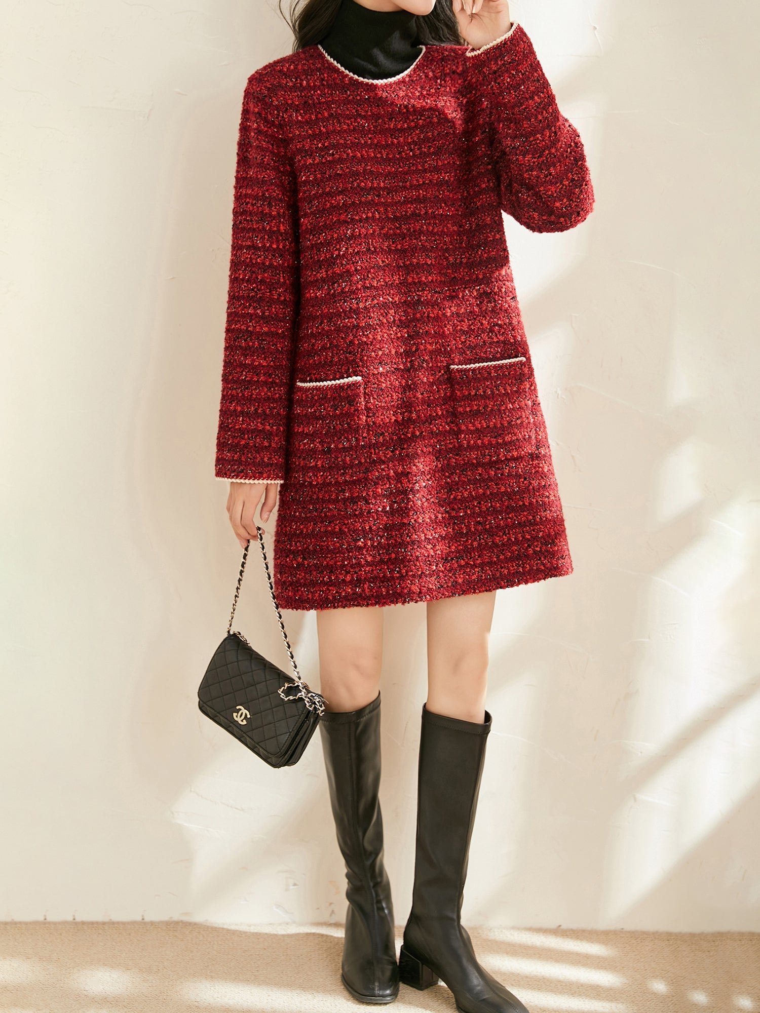 Fancy Tweed Dress (2 colors)