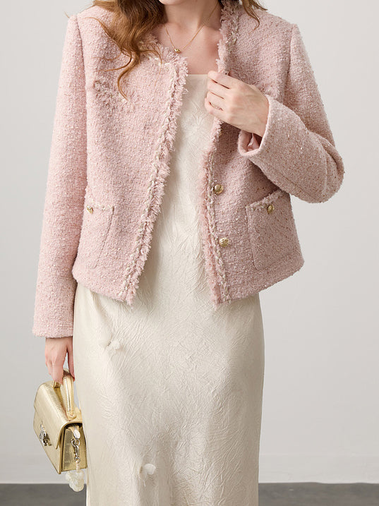 フリンジエレガントツイードジャケット - SonderSable