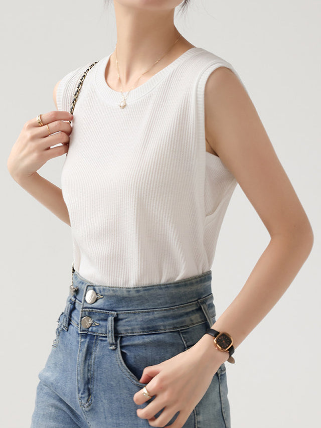 サイドカバーリブニットタンクトップ　3色入