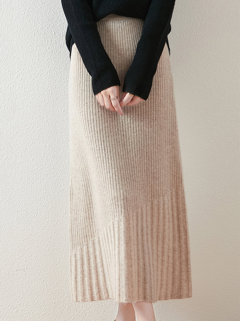 Pleated docking rib knit skirt (5 colors)