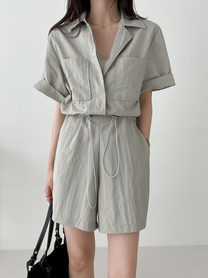 Short length drawstring all-in-one, 2 colors