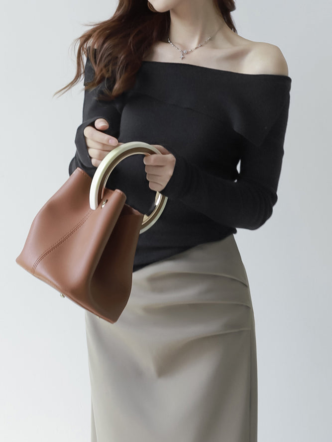 フラップカットオープンカラーニット　5色入