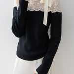 <先行公開>サイドリボンレースドッキングニット　3色入 - SonderSable