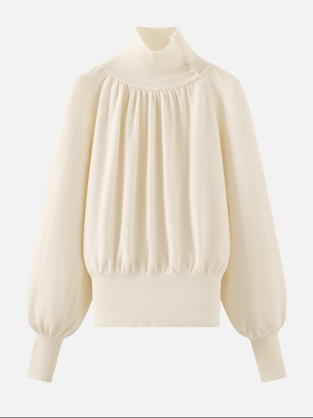 Buttoned high neck volume knit (4 colors)