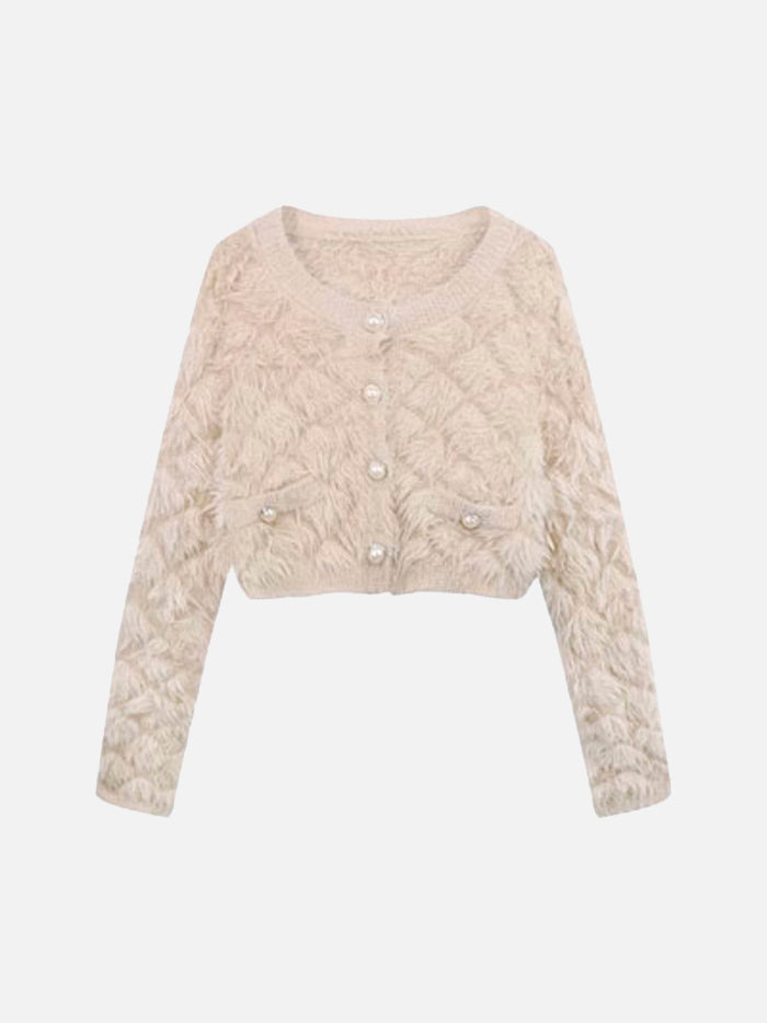 シャギーニットショートカーディガン　5色入