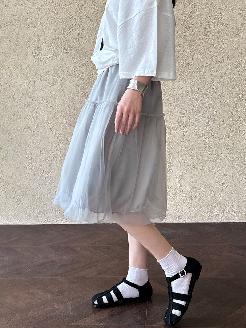 チュールティアードショートバルーンスカート　3色入 - SonderSable