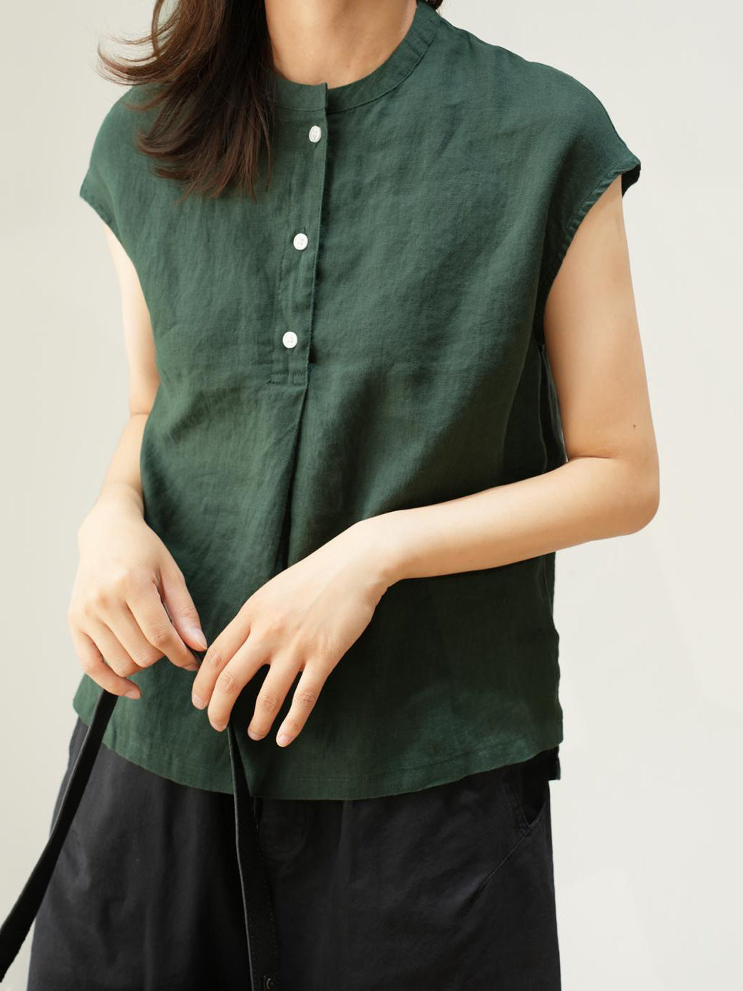 Natural linen French sleeve blouse in 3 colors