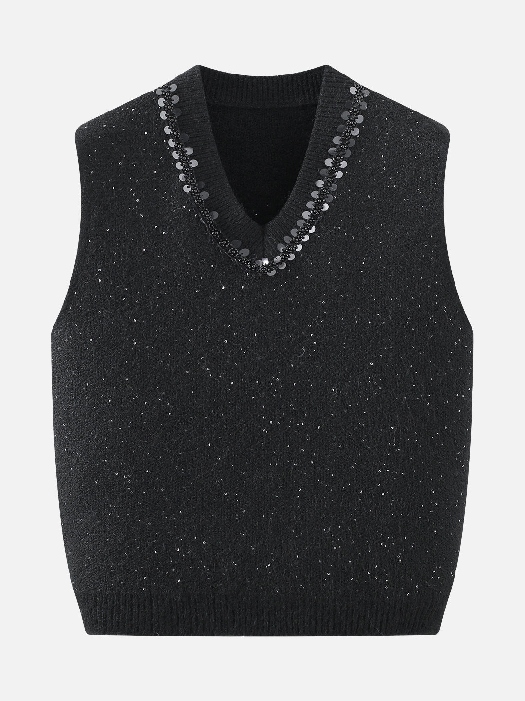 スパンコールVネックニットベスト　2色入