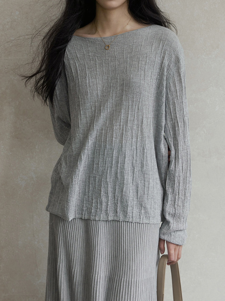 Relaxed crinkled knitwear in 4 colors (can be coordinated)