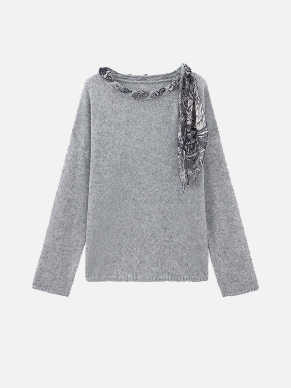 プリントボウタイカラーニット　3色入