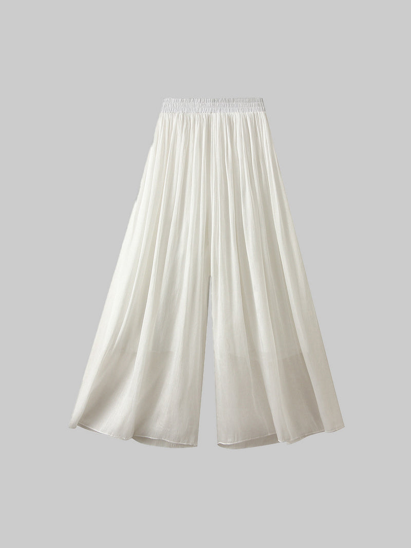 Glossy crepe wide pants in 7 colors