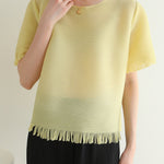 フリンジヘムプリーツTシャツ　7色入 - SonderSable