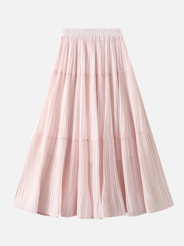 フェードアウトプリーツティアードスカート　6色入