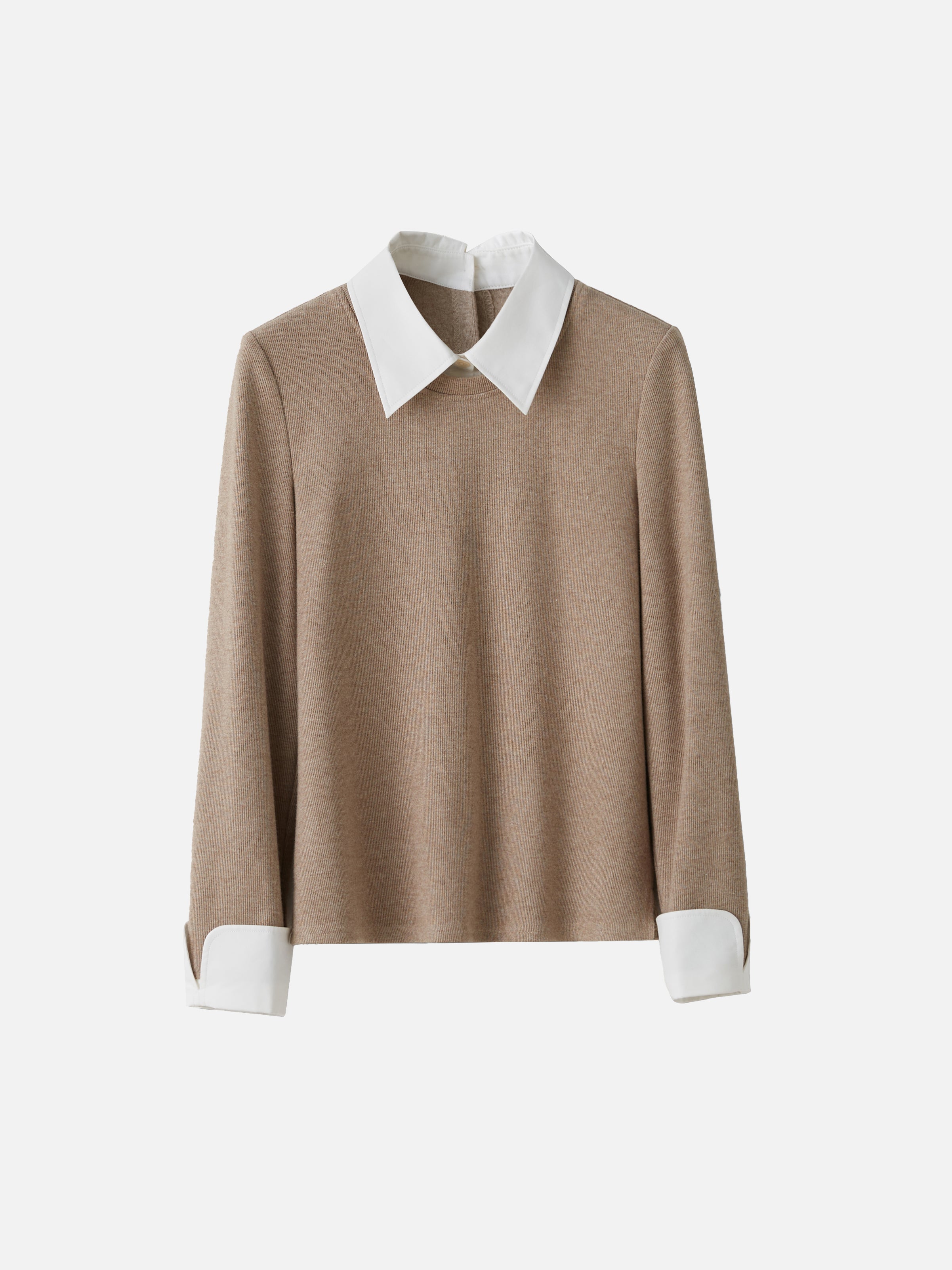 Layered shirt collar knit in 2 colors