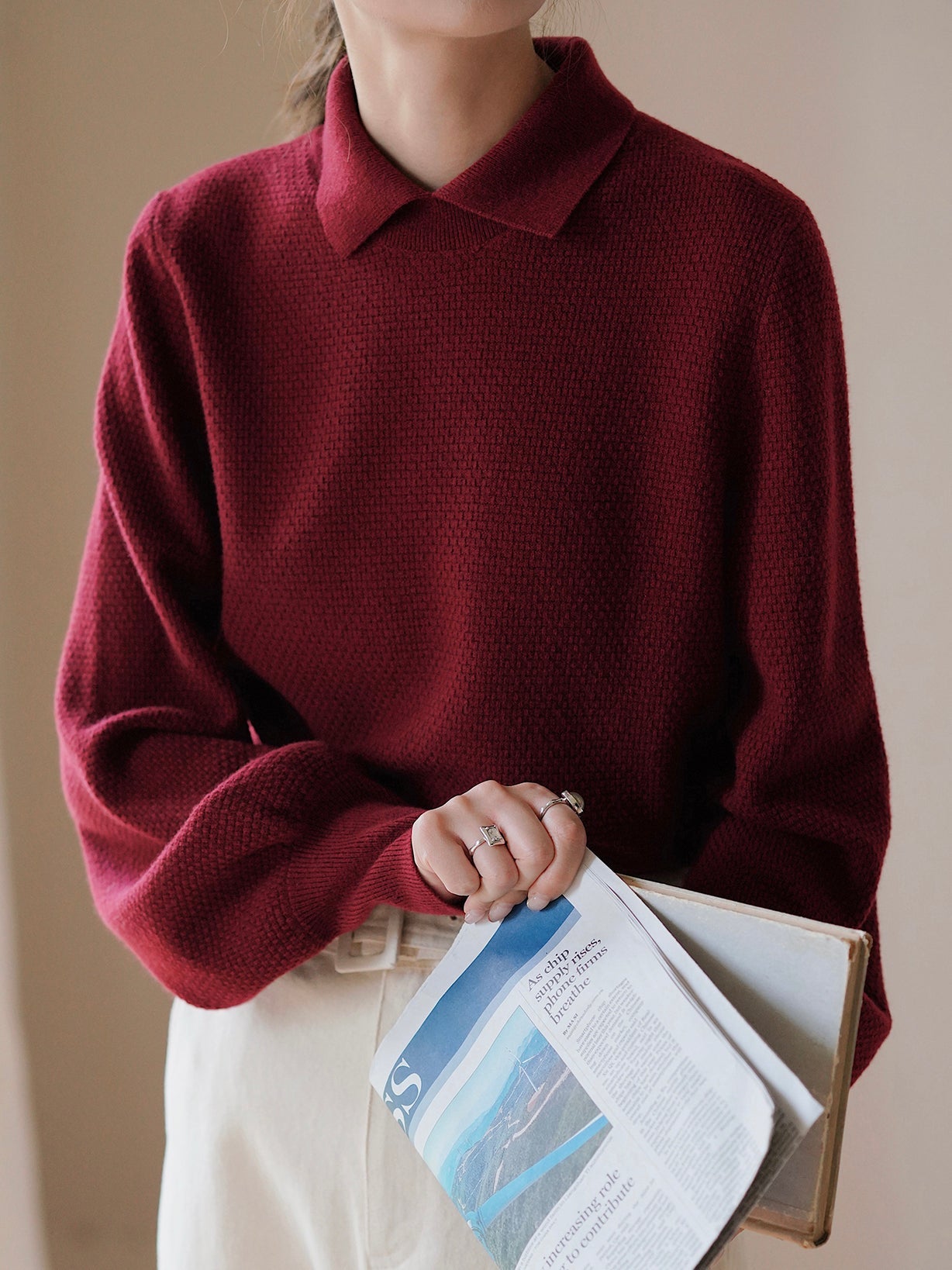 Collared front slit knit in 3 colors