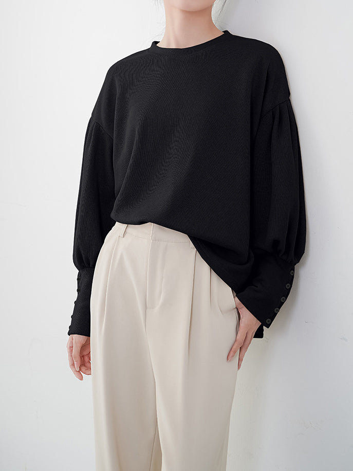 Off-the-shoulder balloon sleeve sweatshirt (5 colors)