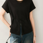 フロントスリットストラップTシャツ　2色入 - SonderSable