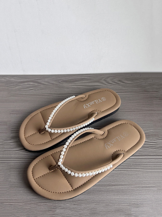 Elegant pearl strap sandals in 3 colors
