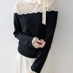 <先行公開>サイドリボンレースドッキングニット　3色入 - SonderSable