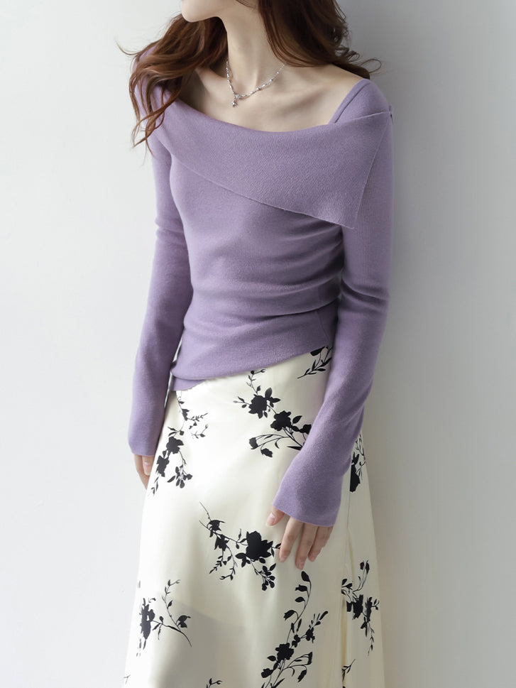 フラップカットオープンカラーニット　5色入