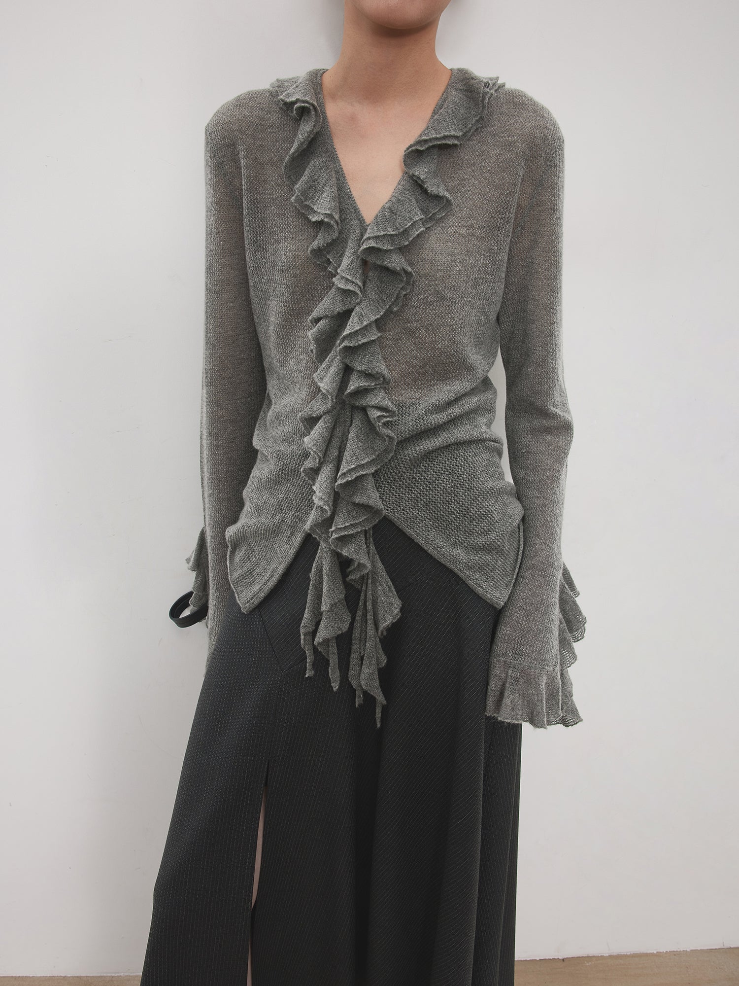 Frilled Flare Sleeve Cardigan (3 colors)