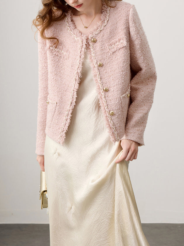 フリンジエレガントツイードジャケット - SonderSable