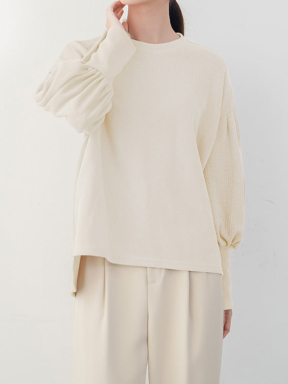 Off-the-shoulder balloon sleeve sweatshirt (5 colors)