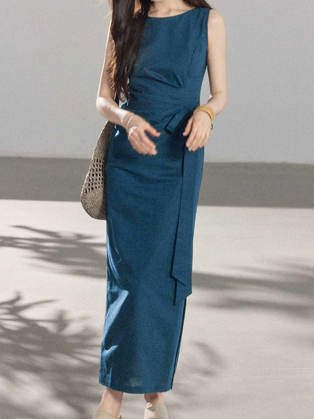 Side-ribbon tank long dress (5 colors)