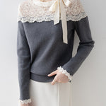 <先行公開>サイドリボンレースドッキングニット　3色入 - SonderSable