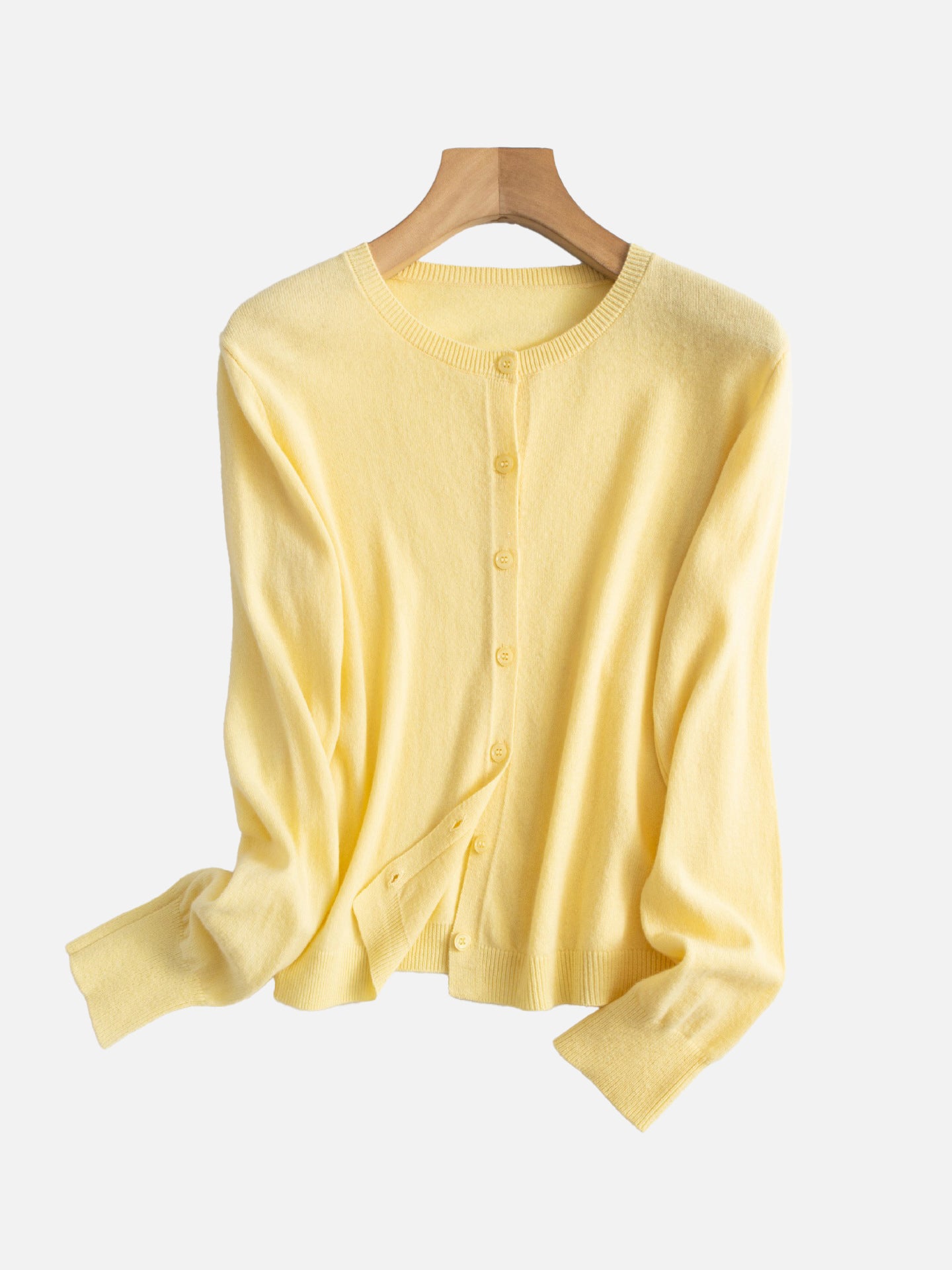 Merino wool crew neck basic cardigan (5 colors)