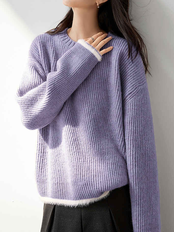 ファーヘムデザインローゲージニット　3色入