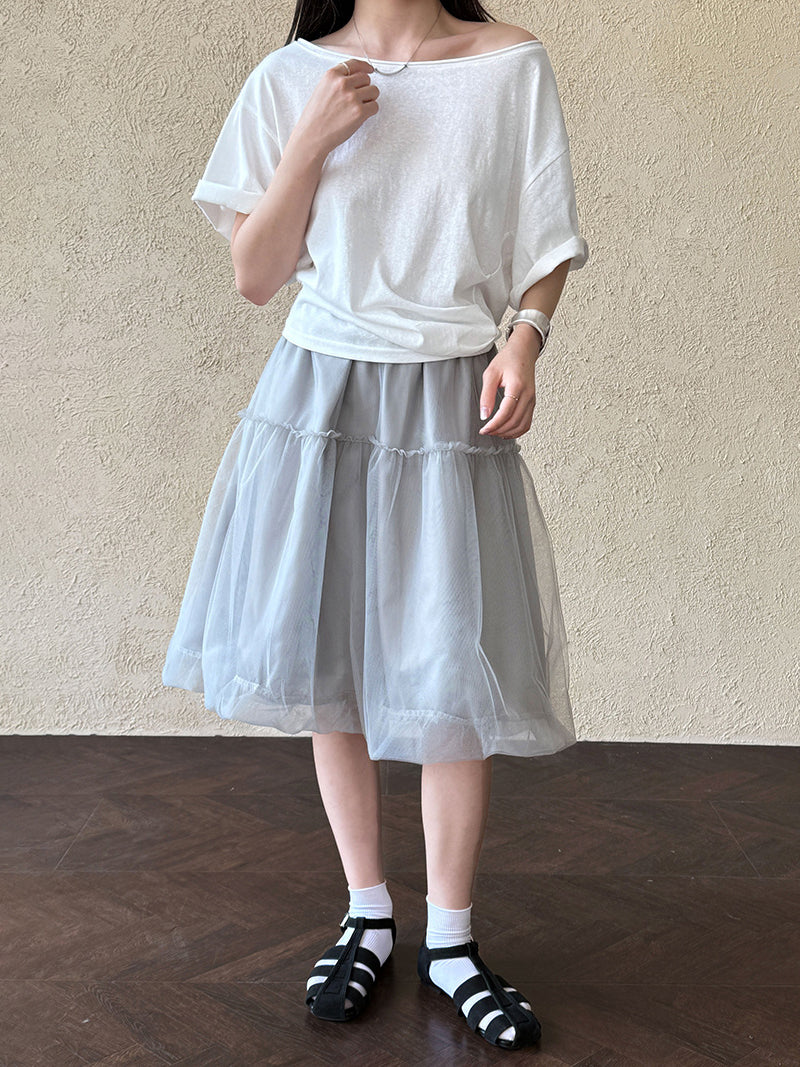 チュールティアードショートバルーンスカート　3色入 - SonderSable