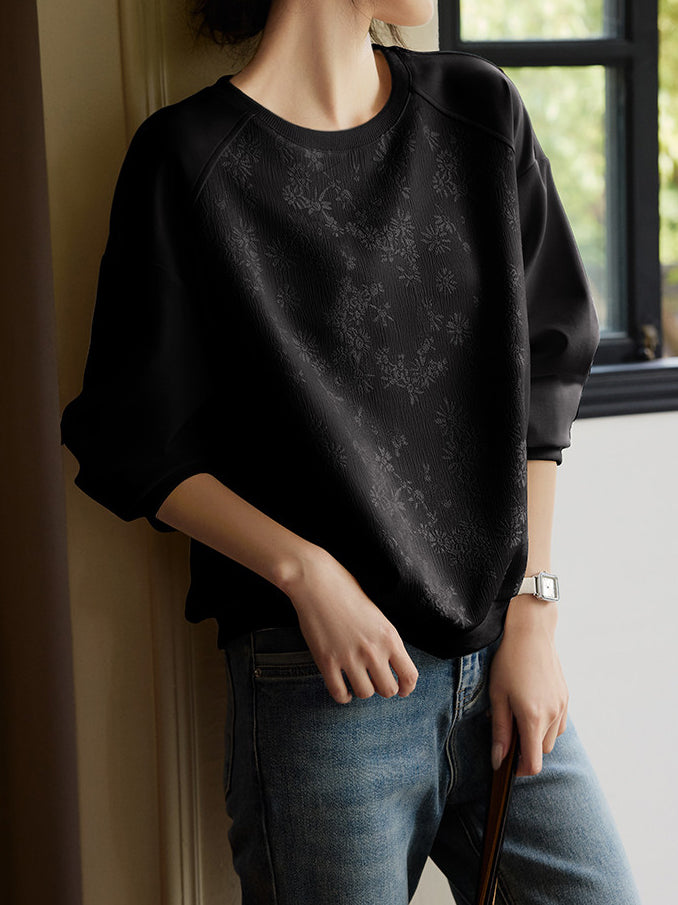 ジャガードドッキングラグラン袖スウェット　2色入