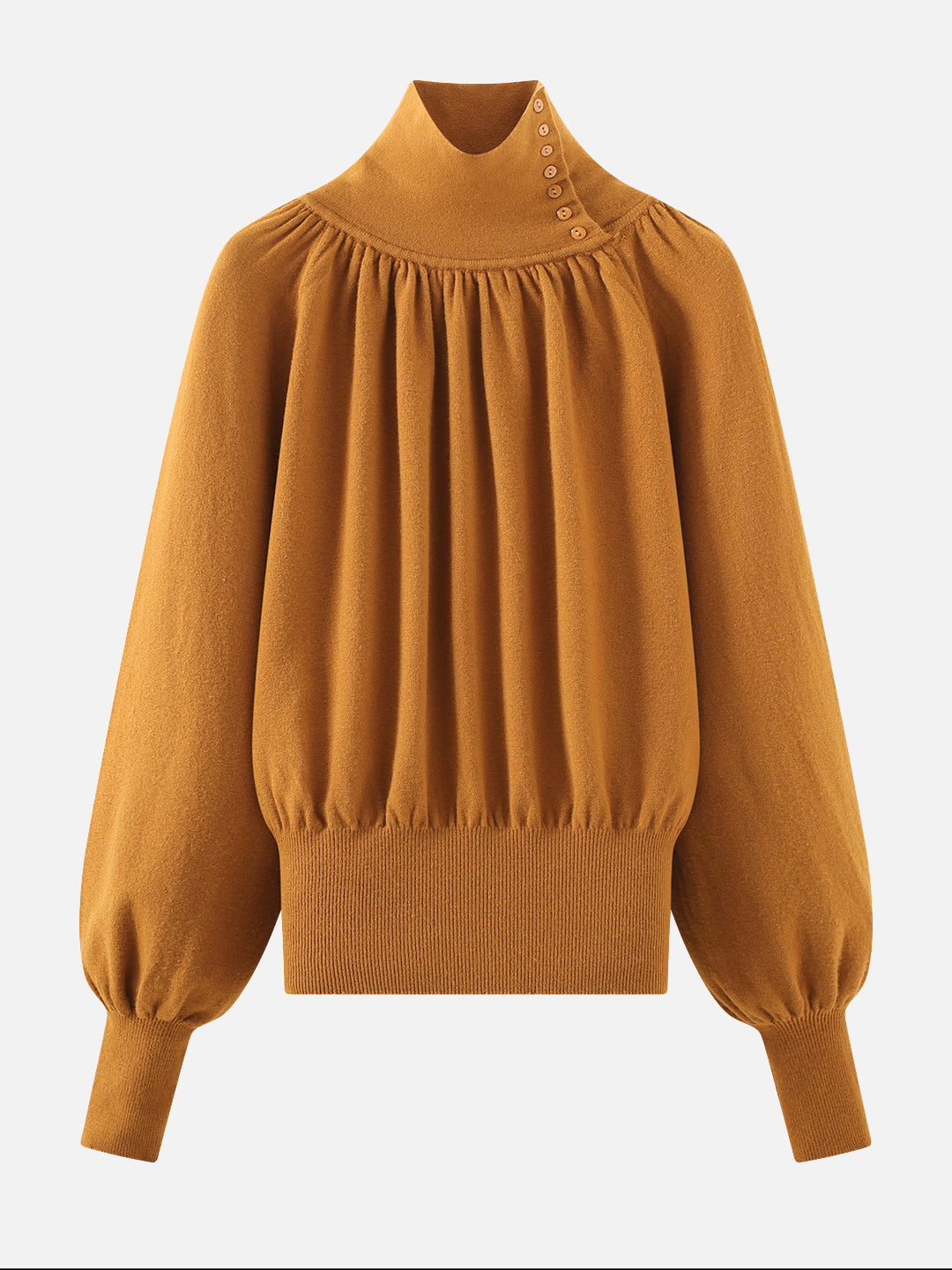 Buttoned high neck volume knit (4 colors)