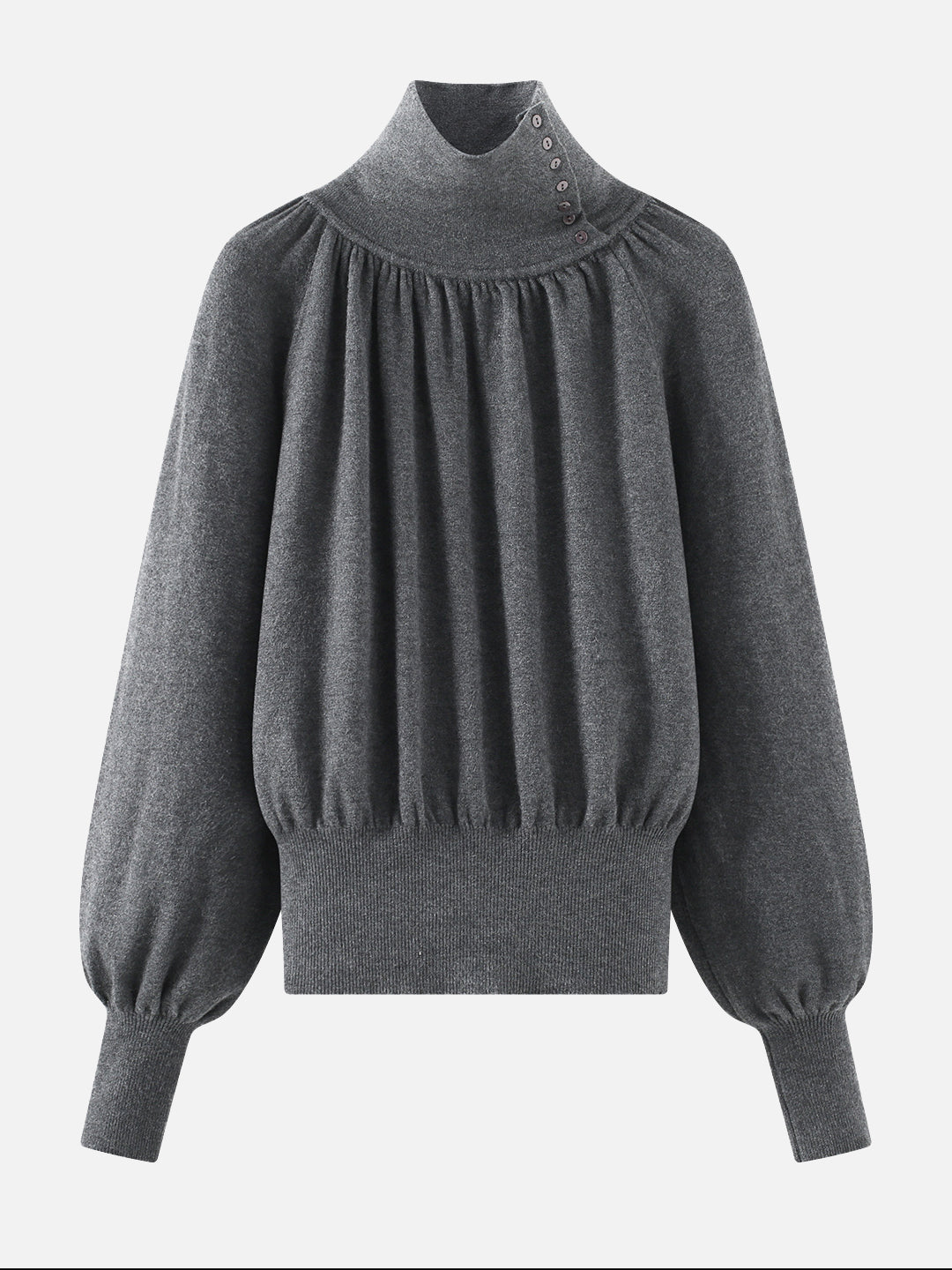 Buttoned high neck volume knit (4 colors)