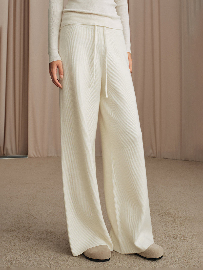 Wool-like rib easy pants, 3 colors