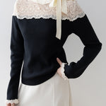 <先行公開>サイドリボンレースドッキングニット　3色入 - SonderSable