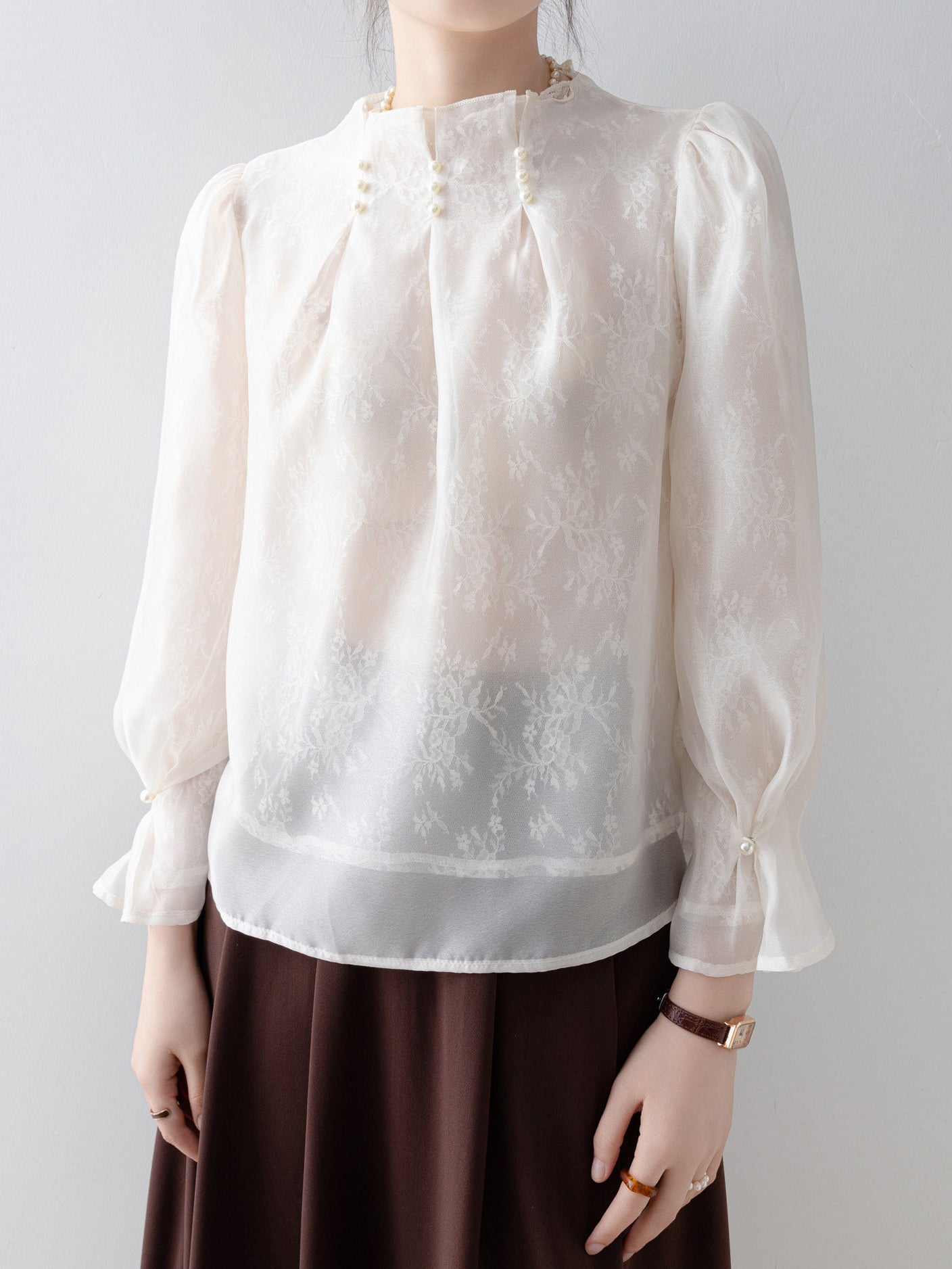 パールタックインレースブラウス - SonderSable