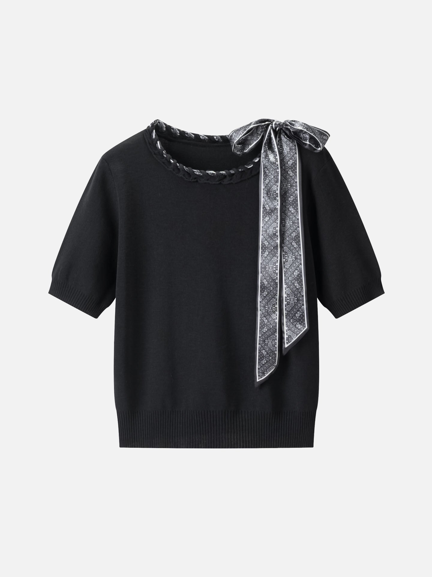 スカーフデザイン半袖ニット　3色入 - SonderSable