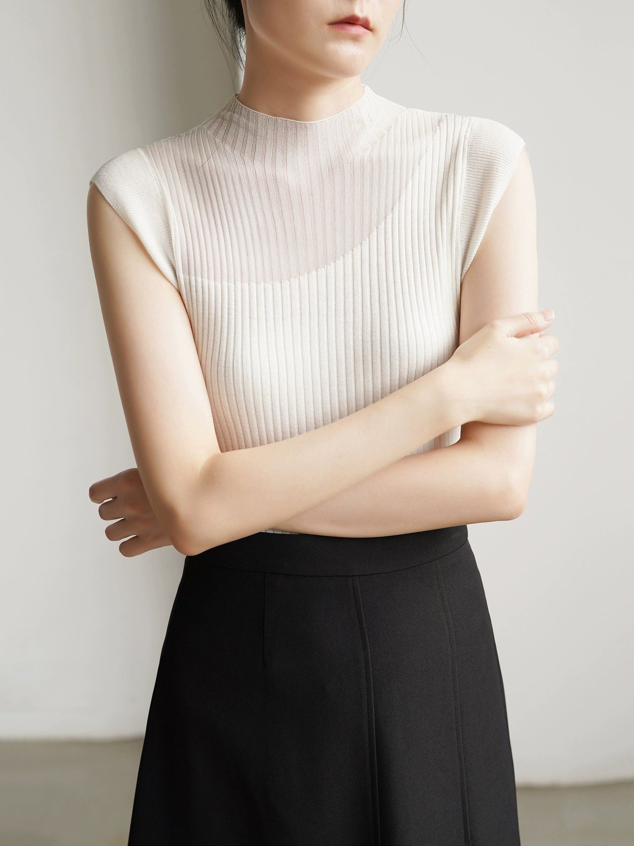 Sheer sleeveless rib knit in 5 colors