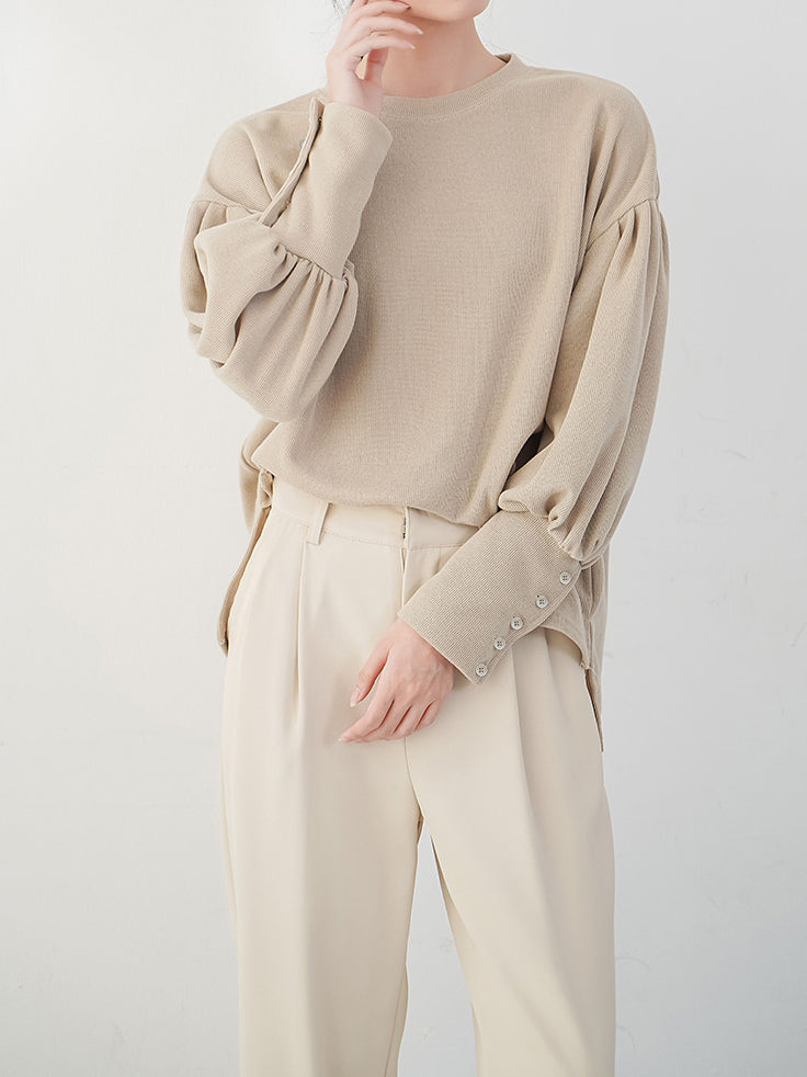 Off-the-shoulder balloon sleeve sweatshirt (5 colors)