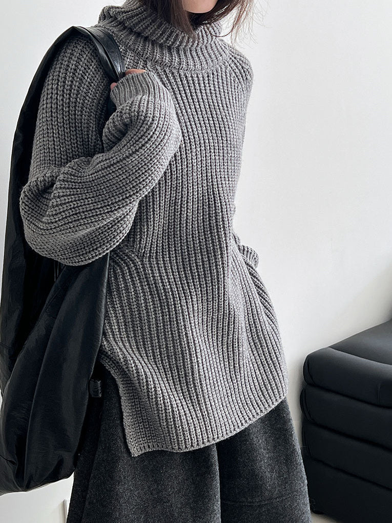 フロントベルテッドハイネックセーター　4色入