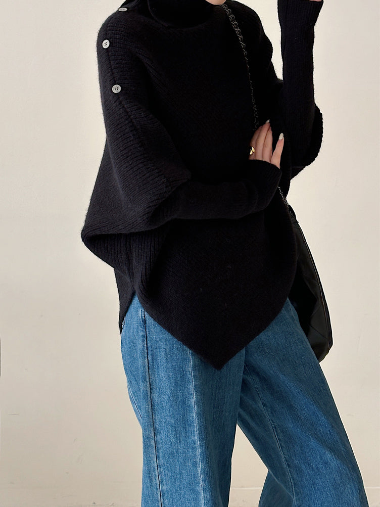 イレギュラーヘムポンチョニット　2色入