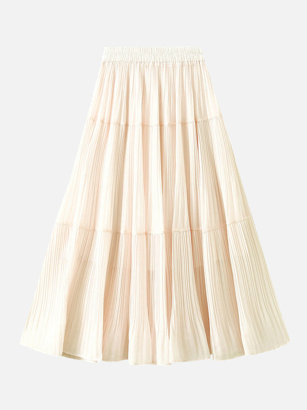 フェードアウトプリーツティアードスカート　6色入