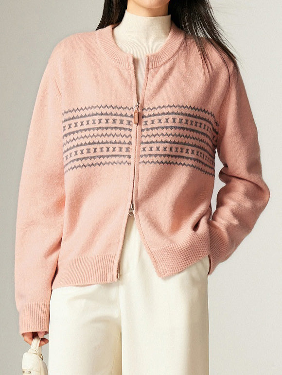 Ethnic crew neck cardigan in 3 colors
