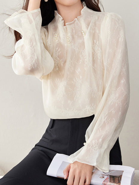 パールタックインレースブラウス - SonderSable