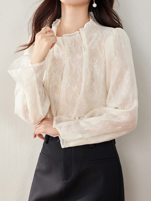 パールタックインレースブラウス - SonderSable