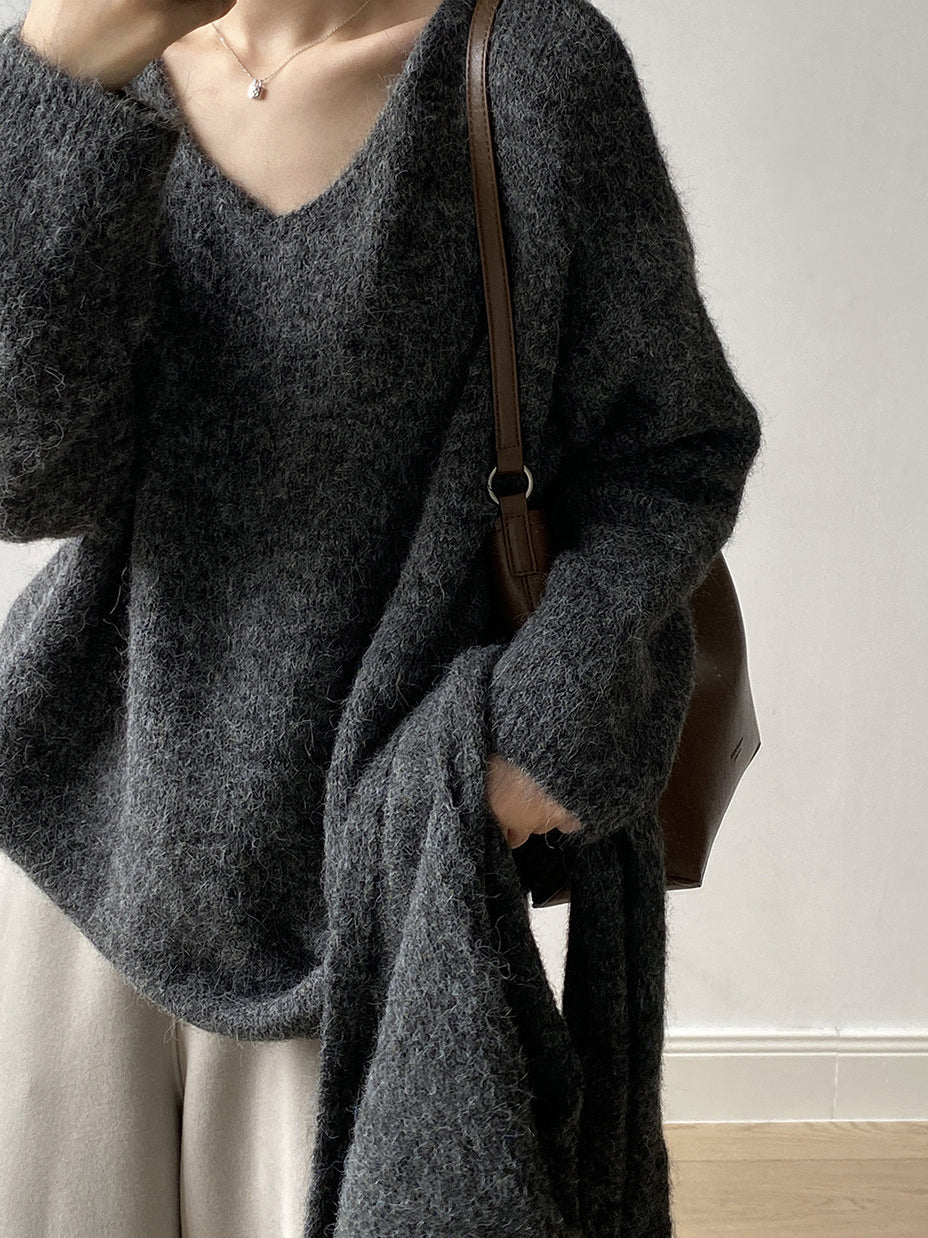 Vネックニットアンサンブル　4色入