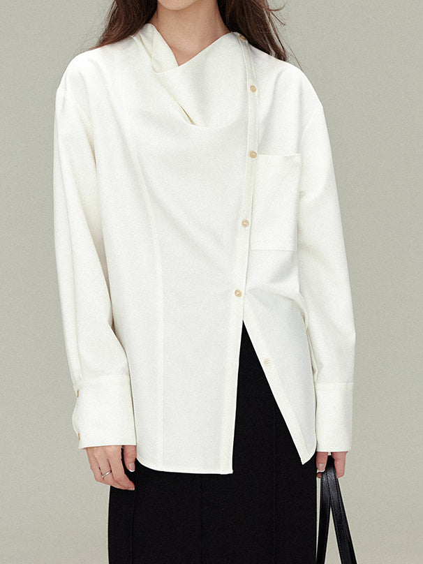 Draped side button shirt (2 colors)